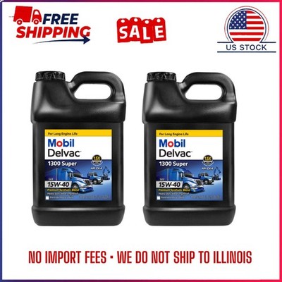 (2 Pack) Mobil Delvac 1300 Super 15W-40 Premium Synthetic Blend Diesel Oil 5 Gal