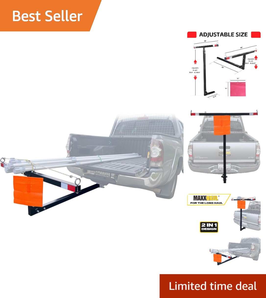 Maxxhaul 70229 Truck Bed Extender - 350 lb Capacity, Adjustable Height