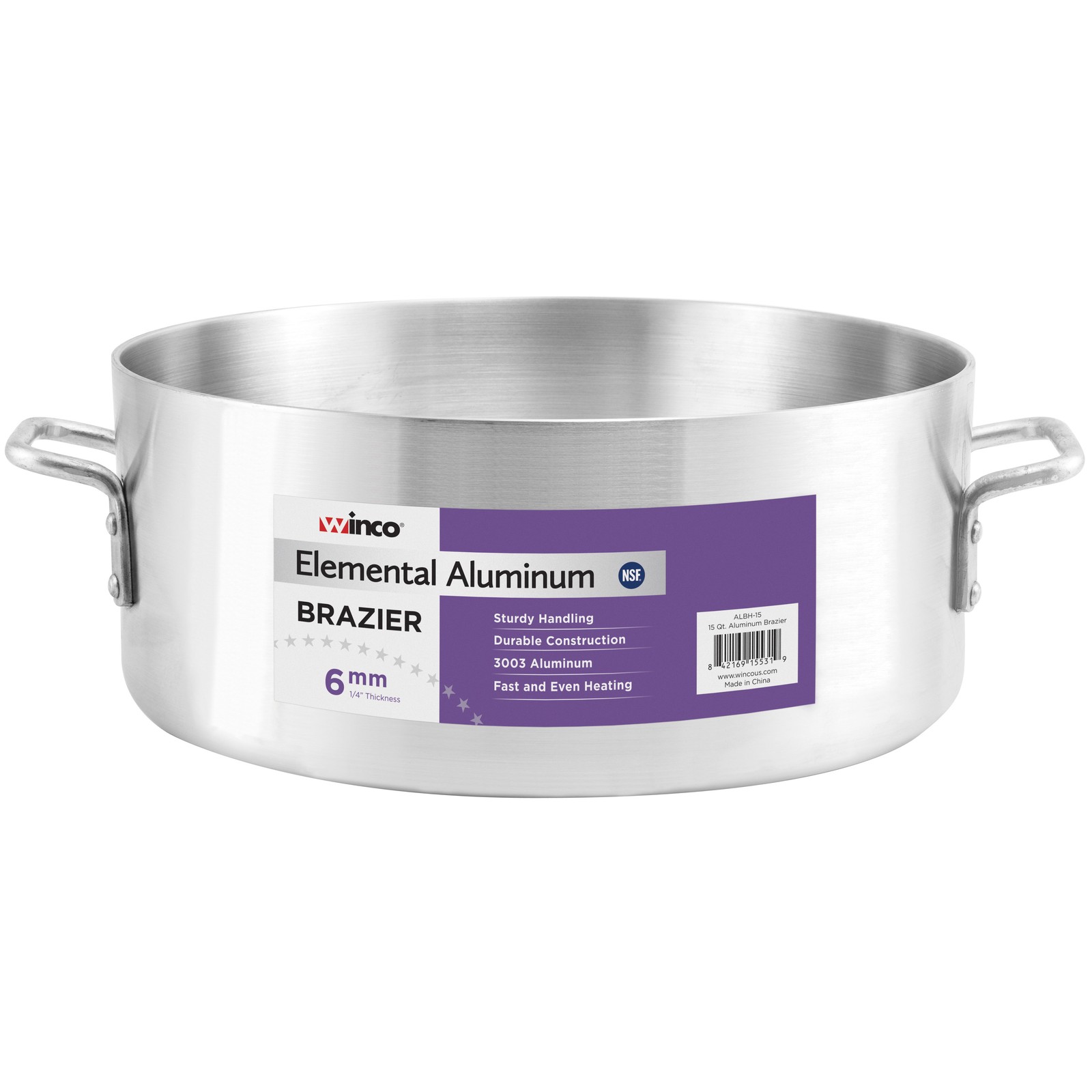 Winco ALBH15 15 qt Elemental Aluminum Brazier