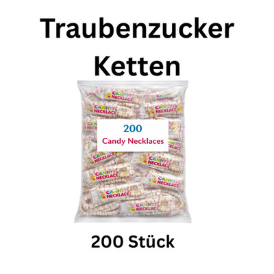 200 Traubenzucker Ketten Candy Necklace bunt einzeln verpackt