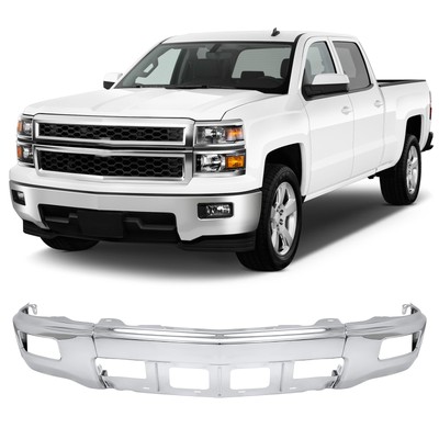 For 14-15 Chevy Silverado 1500 Chrome Front Bumper Face Bar w/ Fog Light Hole
