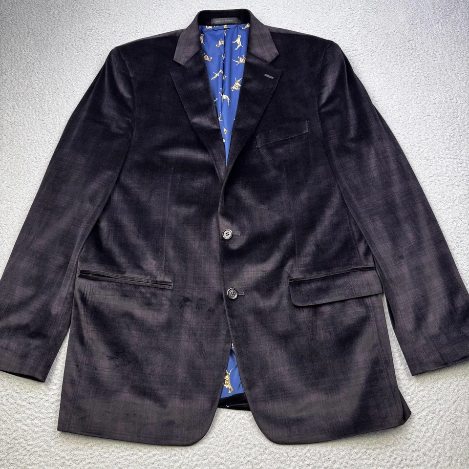 Blazer Lauren Ralph Lauren Para Hombres 42L Púrpura Terciopelo Estampado Perro Forro Abrigo Deportivo Foto 2 de 4