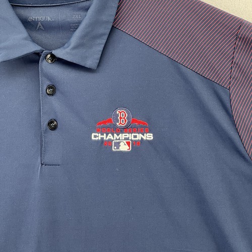 Boston Red Sox Poloshirt Herren 2018 World Series Champions blau rot gestreift 2XL - Bild 2 von 9