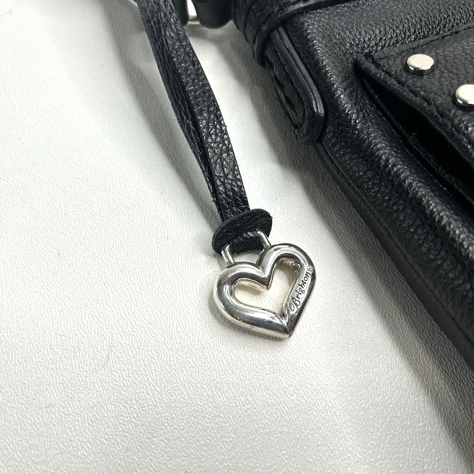 Bolso Bandolera BRIGHTON Royce Bastante Resistente Organizador Tachonado Cuero NEGRO Foto 4 de 4