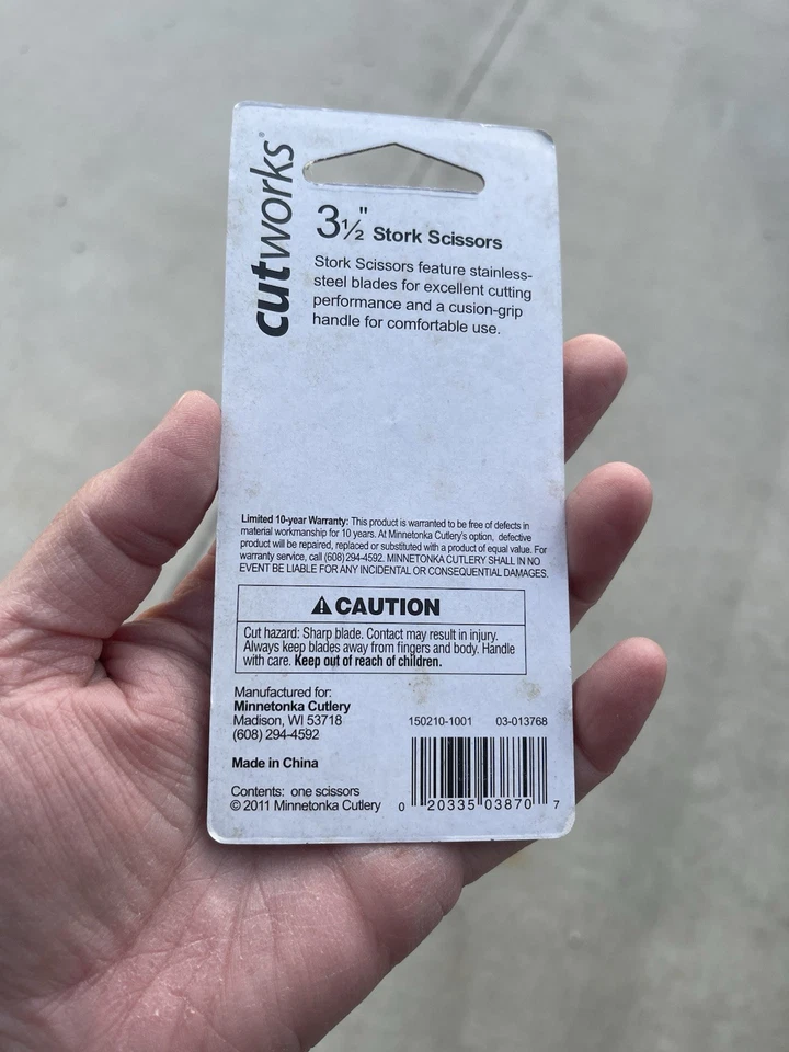 CUTWORKS - 3 1/2” Stork Scissor Sewing Scissors Minnetonka Cutlery 2011 - Image 4 of 4