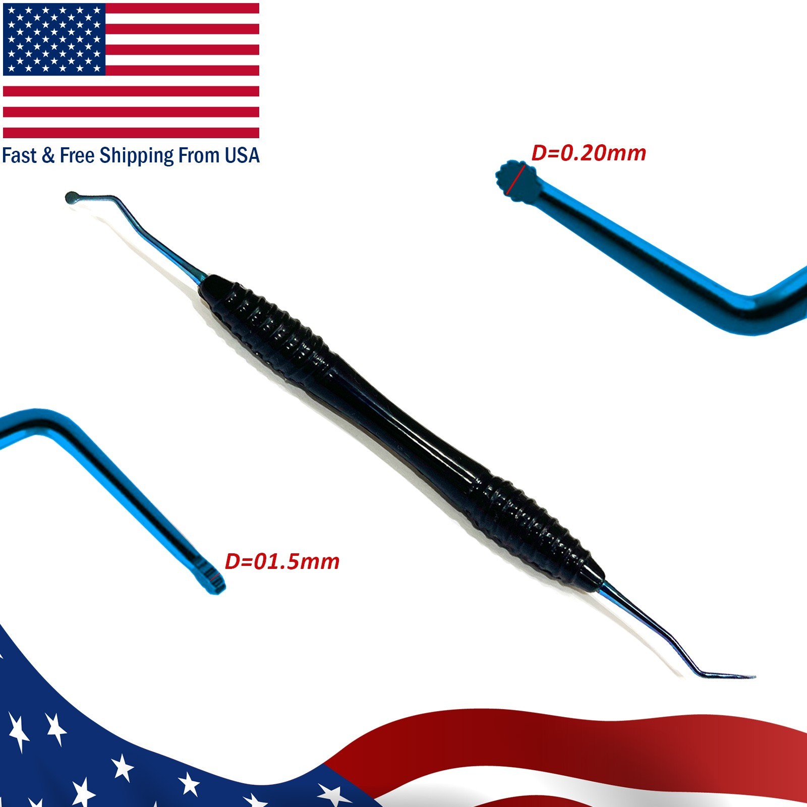 Dental Gingival Cord Packer 0.20mm Serrated Premium Silicone Handle