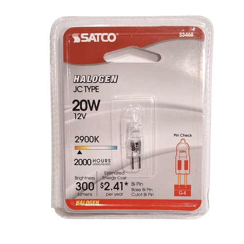 Pack Of 6 Satco S3468 S3120 20T3/CL 20W Watt T3 Clear 12V 2-Pin Bi-Pin ...