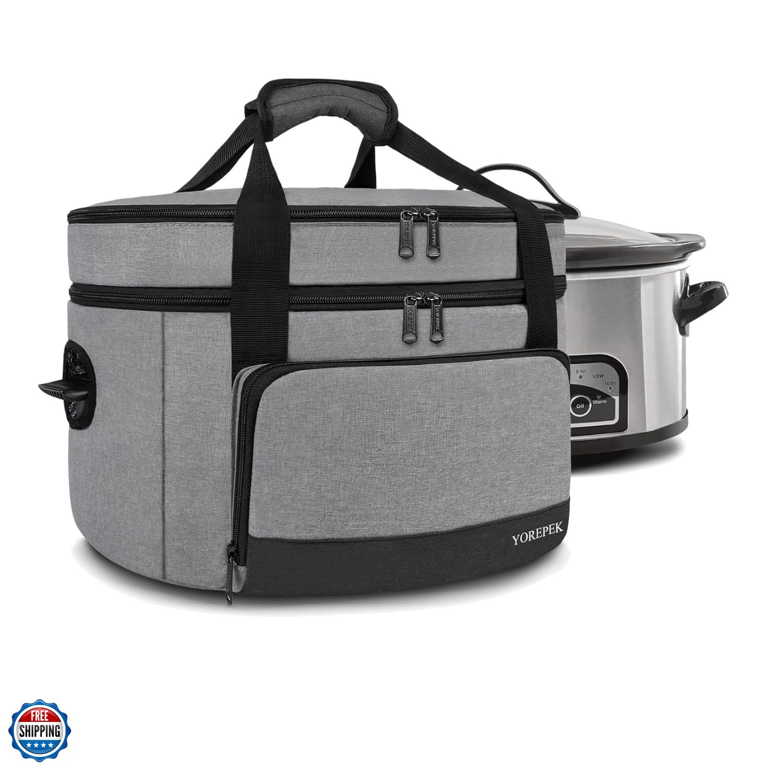 2 Layer Slow Cooker Carrier, Compatible with 6, 7, 8 Quart C
