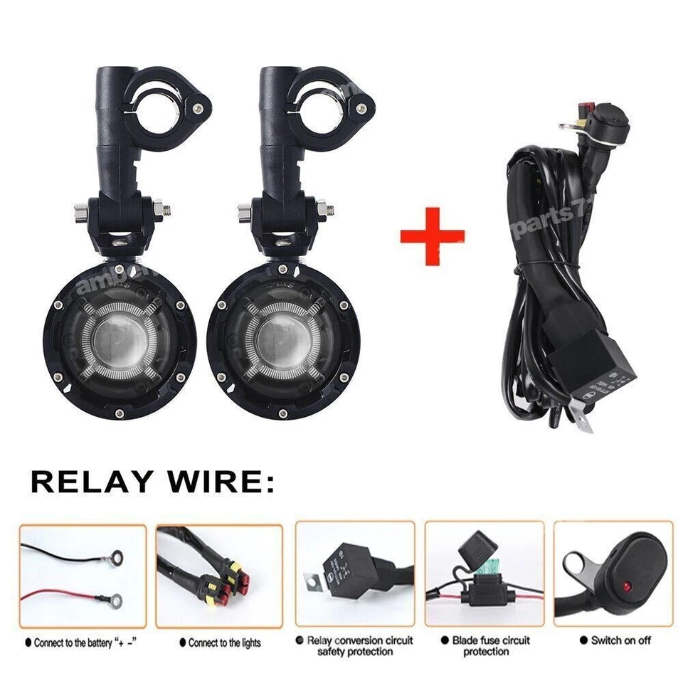 LED Auxiliary Fog Lights Fits Ducati 998 Diavel Hypermotard w/DRLs Driving Lamps - Image 2 of 4