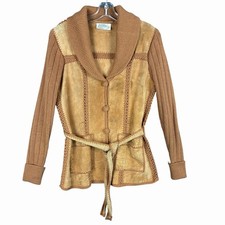Vintage 70s Hippie Belted Suede Jacket Womens...