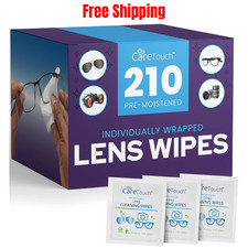 Lens Wipes for Eyeglasses- 210 Count Individually Wrapped Pre- Moistened Wipes