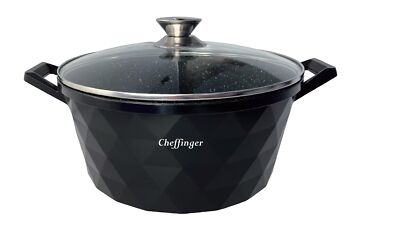Cheffinger Kochtopf Alu Guss Glasdeckel Ø28cm Induktion Suppentopf Pfanne
