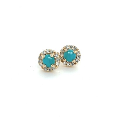 Natürliche Türkis Diamant Ohrringe 14k Y Gold 0,65 TCW zertifiziert 1.590 $ 217840