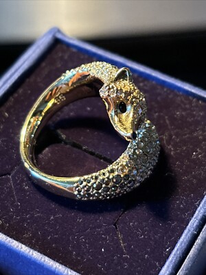 Authentic Swarovski Gold fox Ring 55 And Silver Earrings. New In