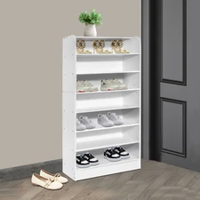 Shoe Storage Cabinet 4-Flip Drawers Top Shelf Farmhouse Sneakers Rack Organizer