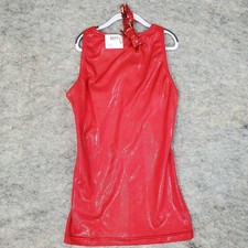 Varsity Top Juniors 2XL Red Sparkle Racerback Bow Tie Choker Stretch Lined