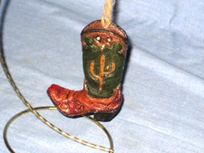  2320 - CHRISTMAS TREE ORNAMENT - WESTERN COWBOY BOOT WITH CACTUS DESIGN
