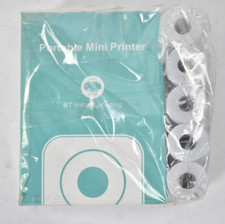 Eschen Portable Mini Printer Pocket Wireless Bluetooth Thermal w 6 Rolls Blue