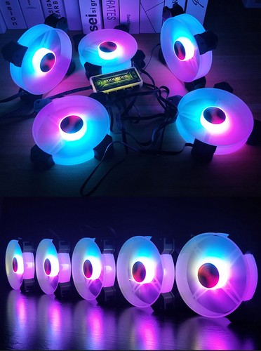 Ventilador de caja de computadora RGB PC refrigeración 120 mm sincronización LED silencioso con 1 control remoto 12 V - Imagen 10 de 20