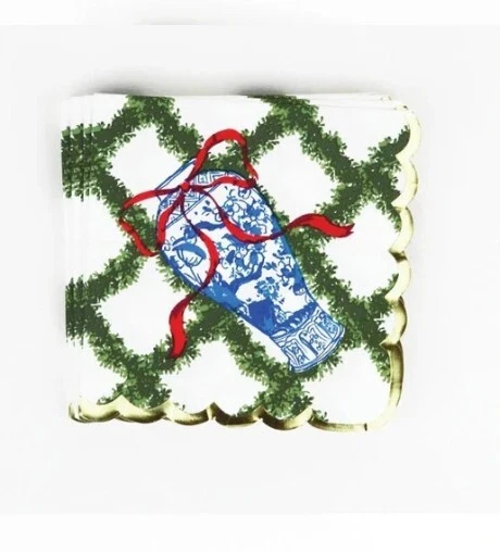 8 Oak Lane Boxwood Ginger Jar Beverage Napkins - Thumbnail 2