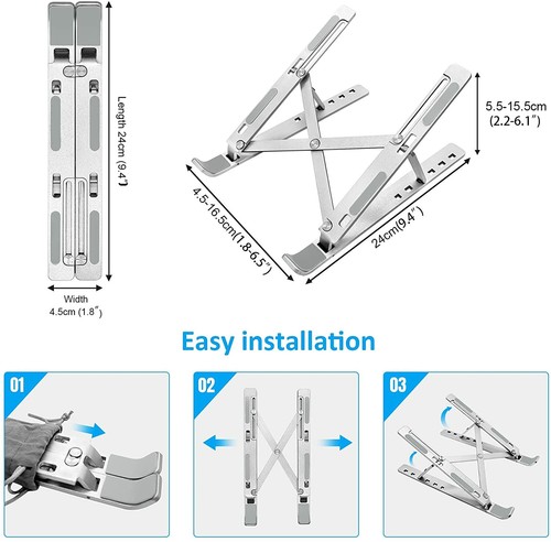 Laptopständer Notebook Halterung Tablet Halter Winkel Verstellbarer Aluminium - Bild 11 von 12