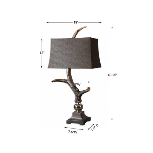 Uttermost Stag Horn Resin Table Lamp in Burnished Bone Ivory/Chocolate - Picture 4 of 4