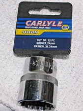 Carlyle NAPA Tools 24mm 12 Point 1/2" Drive Chrome Socket S12124M U.S.A.