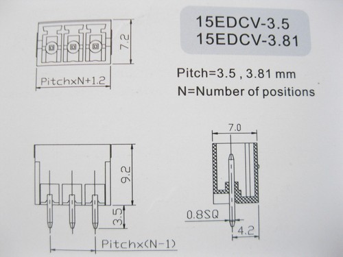 50pcs 4 Pin/Way Pitch 3.81mm Screw Terminal Block Connector Green Pluggable Type - Bild 4 von 5