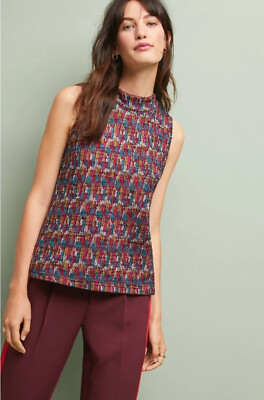 Anthro  Akemi + Kin Petra Mock Neck Top Small S Multicolor Boho Tank Stretch
