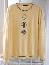 PINNACLE Yellow Crewneck Long Sleeve Cotton Sweater Men L ~Made in USA~