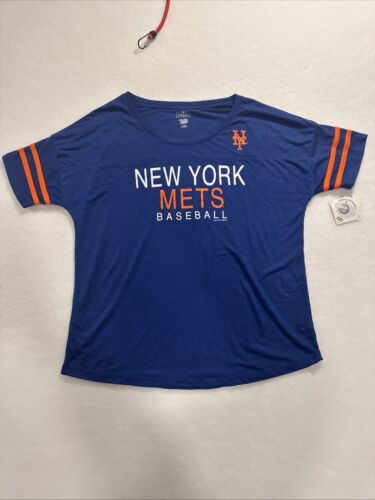 MLB New York Mets Scoop Neck Varsity Striped Women's T-Shirt Large NWT