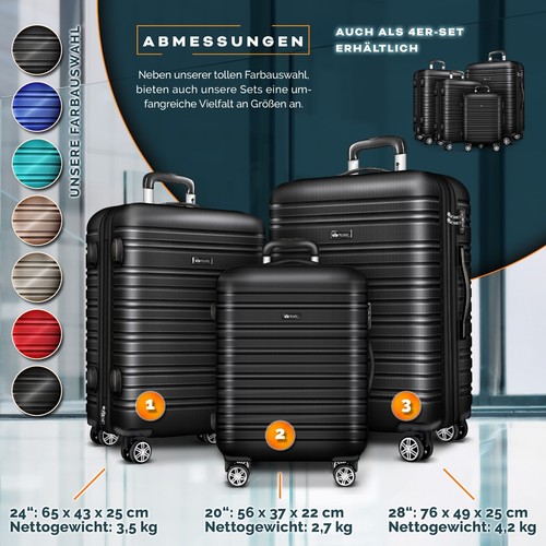 tillvex® Reisekoffer Set Koffer Hartschale Trolley Kofferset Tasche S-M-L-XL - Bild 13 von 120