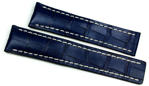 22mm /20 Germany RIOS for Breitling Deployant Clasp Cow Leather Watch Strap Band - Picture 5 of 6
