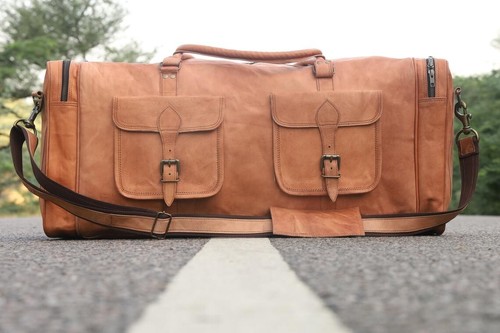 Sac de voyage de nuit en cuir fait à la main pour hommes, bagage de