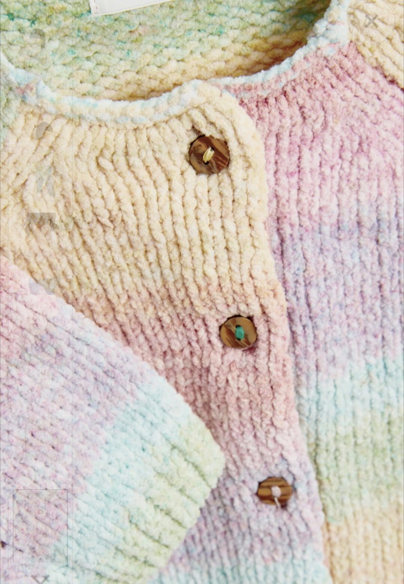 Ex Next Pastel Rainbow Super Soft Chenille Cardigan Age 9/12 Months