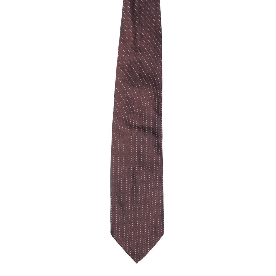 Corbata de cuello de seda DOLCE & GABBANA marrón azul micro puntos a rayas para hombre Foto 3 de 4