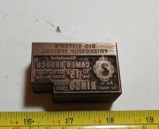 Vintage Letterpress Printer Block Rinso Soap Cameo Brooch Advertising
