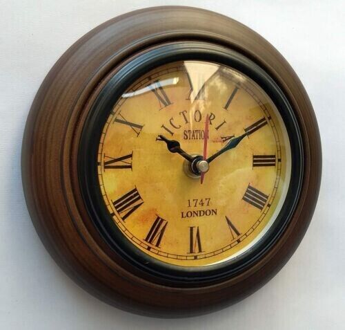 Imperial Impex Victoria Wooden Handcrafted Wall Clock Home Decor (6 inches) - Afbeelding 1 van 4