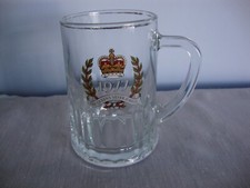 Vintage Queen Elizabeth II 1977 Silver Jubilee Commemorative Glass Beer Tankard