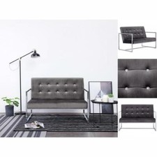 2-Sitzer-Sofa Mit Armlehnen Dunkelgrau Chrom Und Samt Couch