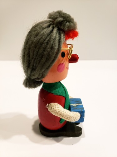 Bambola vintage svedese Natale piolo legno testa di bobble bicchieri regalo cucina fatta a mano - Foto 4 di 7