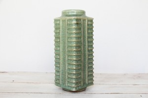 Chinese Longquan Celadon Crackle Glazed Cong-Form Vase