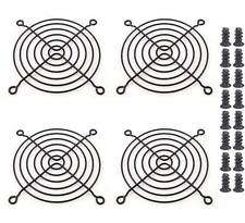 4 PCS 92mm Fan Grill 92mm Guard Black with Screws Includes Fan Mounting Screws