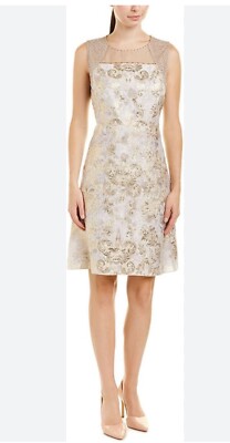 elie tahari gold dress Lace Flutter Sleeve Dress – Elie Tahari main image 1