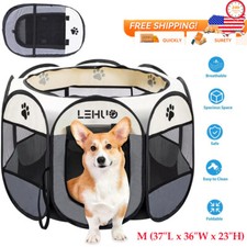 Portable Foldable Dog Playpen - Premium 600D Oxford Cloth, Removable Zipper