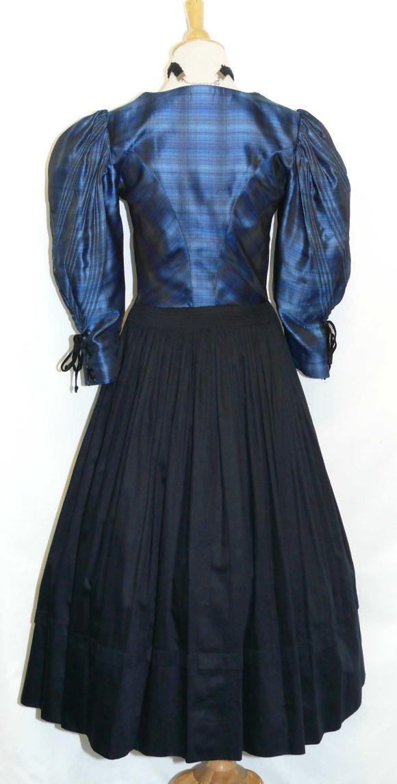 XS 4 SILK BLACK BLUE German DIRNDL Dress for Even… - image 5
