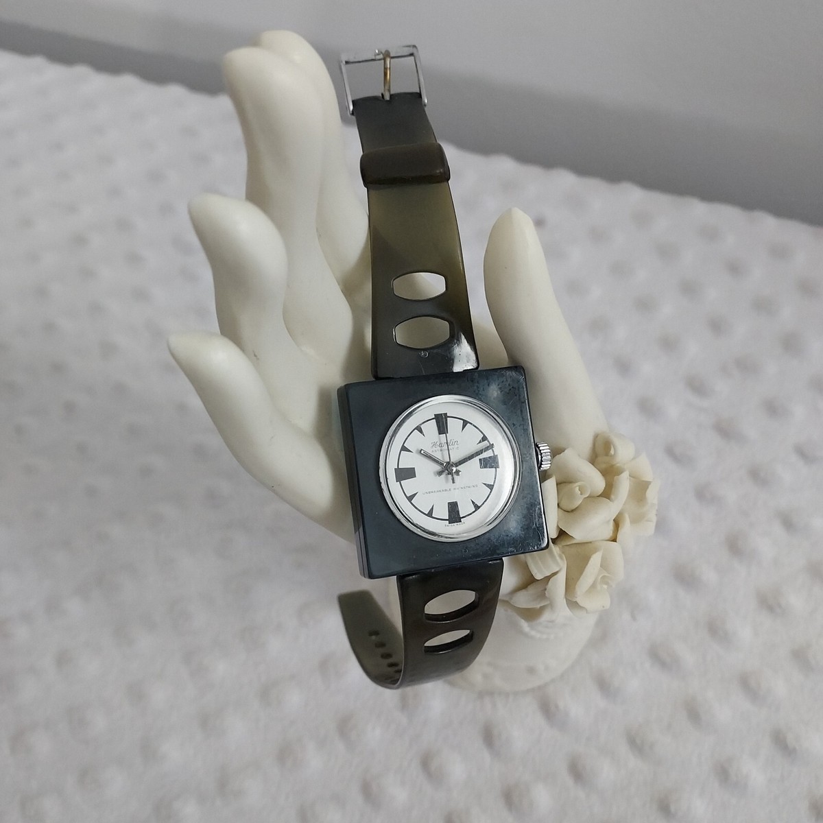 90s Hamlin Black Watch Astromatic Square Swiss Unbreakable Mainspring Chancellor 90s Hamlin Black Watch Astromatic Square Swiss Unbreakable  main image 2