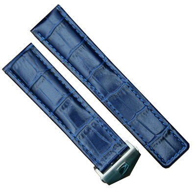 DISMAY Alligator Style 22mm Blue Watch Band Strap Made For Carrera Calibre