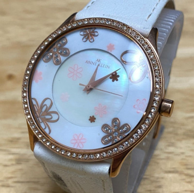 Anne Klein Quartz Watch 10/89 Unisex Rose Gold Faux Diamonds Analog New Battery