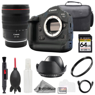 Canon EOS R1 + RF 24-105mm f/4 L IS USM Lens +64GB+ UV Filter- Basic Kit